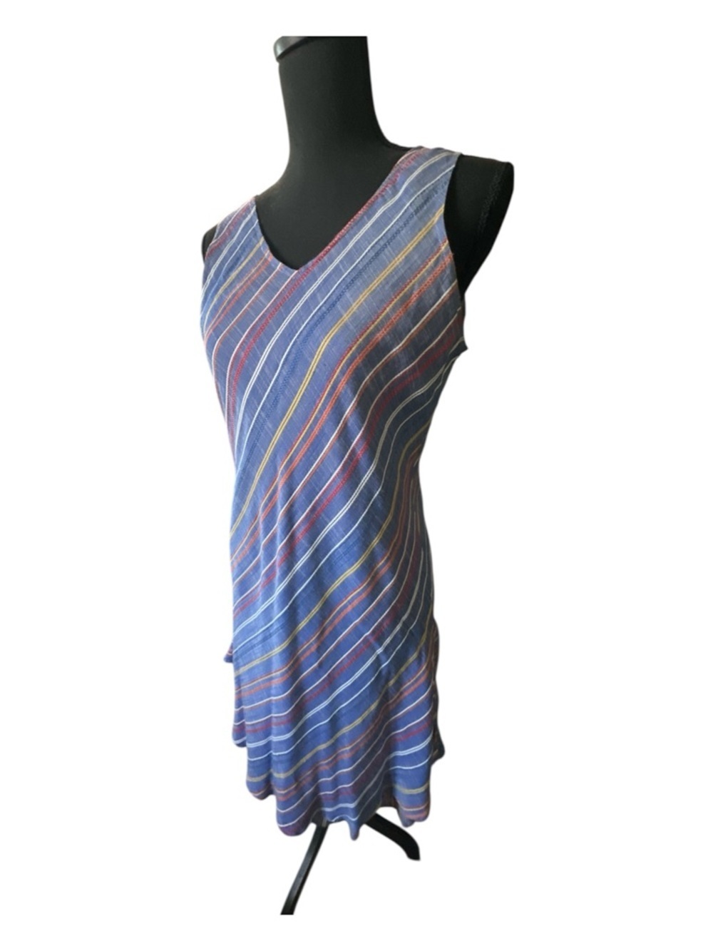 Parsley & Sage Blue Striped Asymmetrical Dress